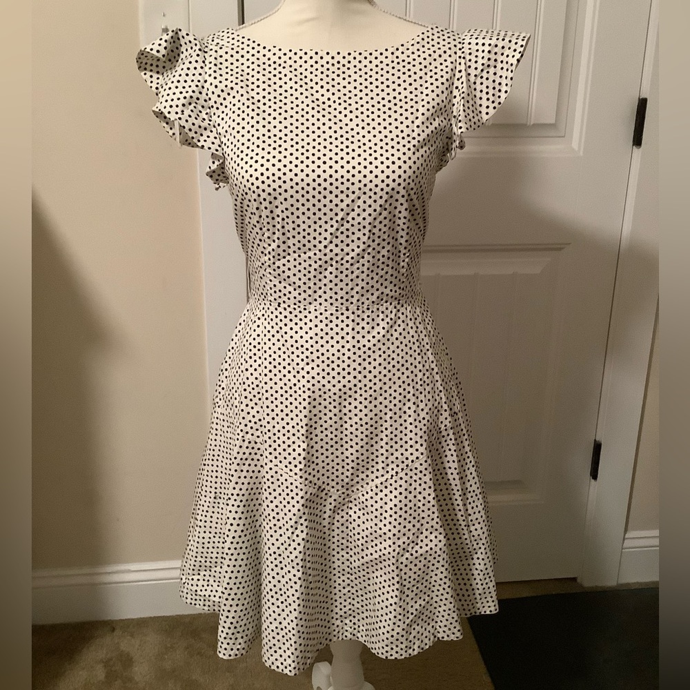 LA VIE REBECCA TAYLOR Corrine Dot‎ Print Dress In Pearl NWT Size Medium